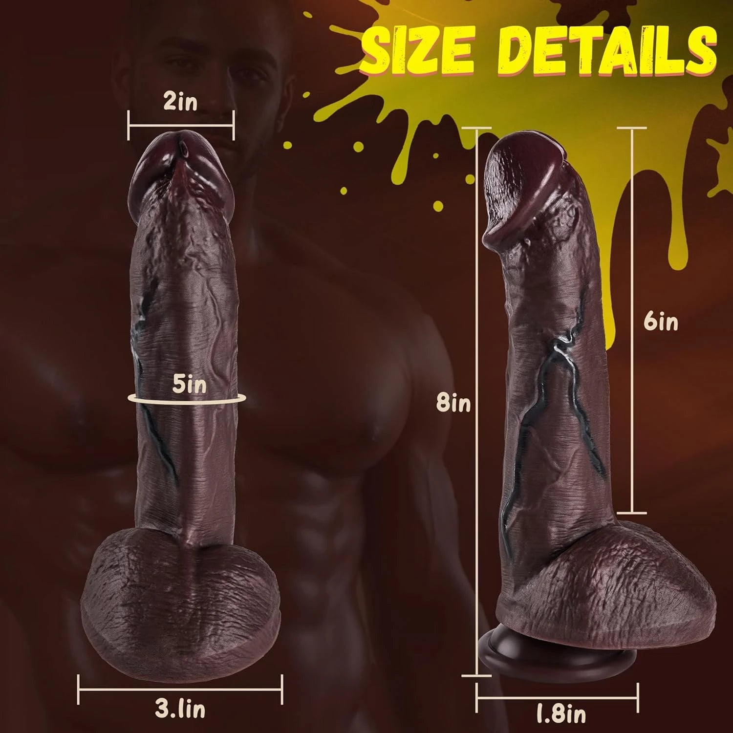 Eterfore Brown Silicone Realistic Dildo with Strong Suction Cup
