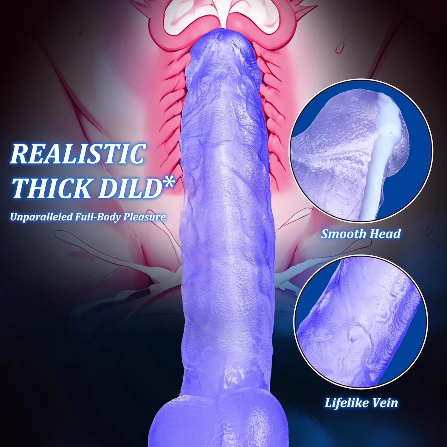 Eterfore 9 Inch Purple Dildo Huge Thick Sex Toys