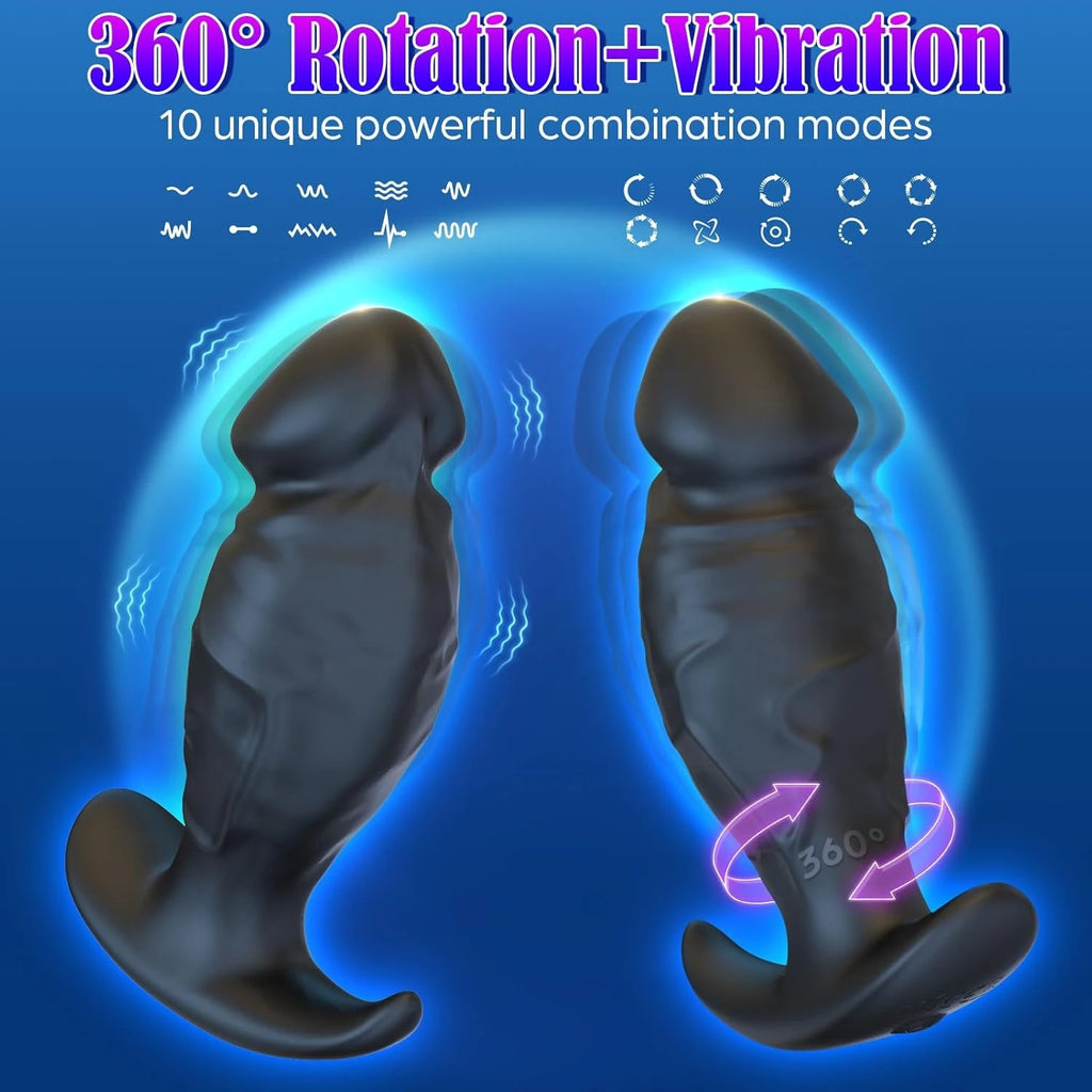 Eterfore Black Anal Plug 360° Rotating Vibrating Dildo