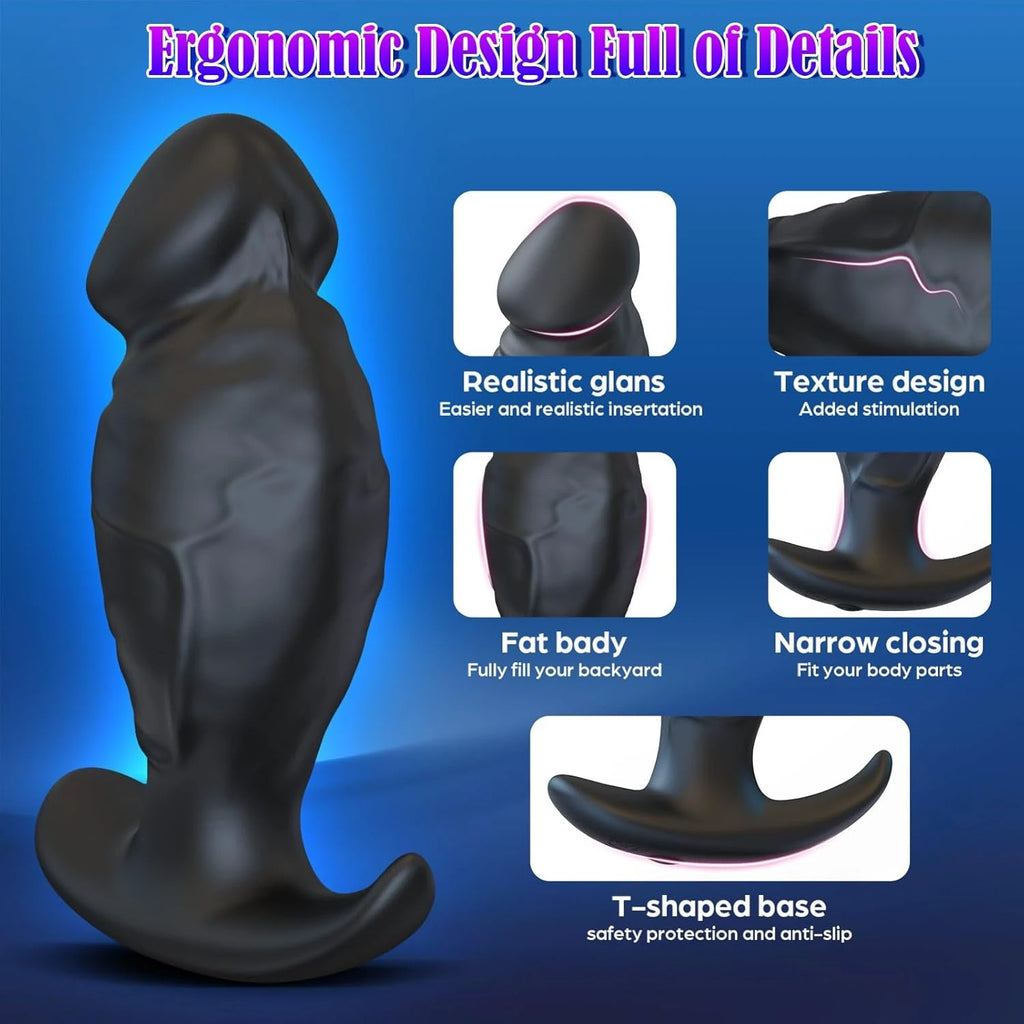 Eterfore Black Anal Plug 360° Rotating Vibrating Dildo