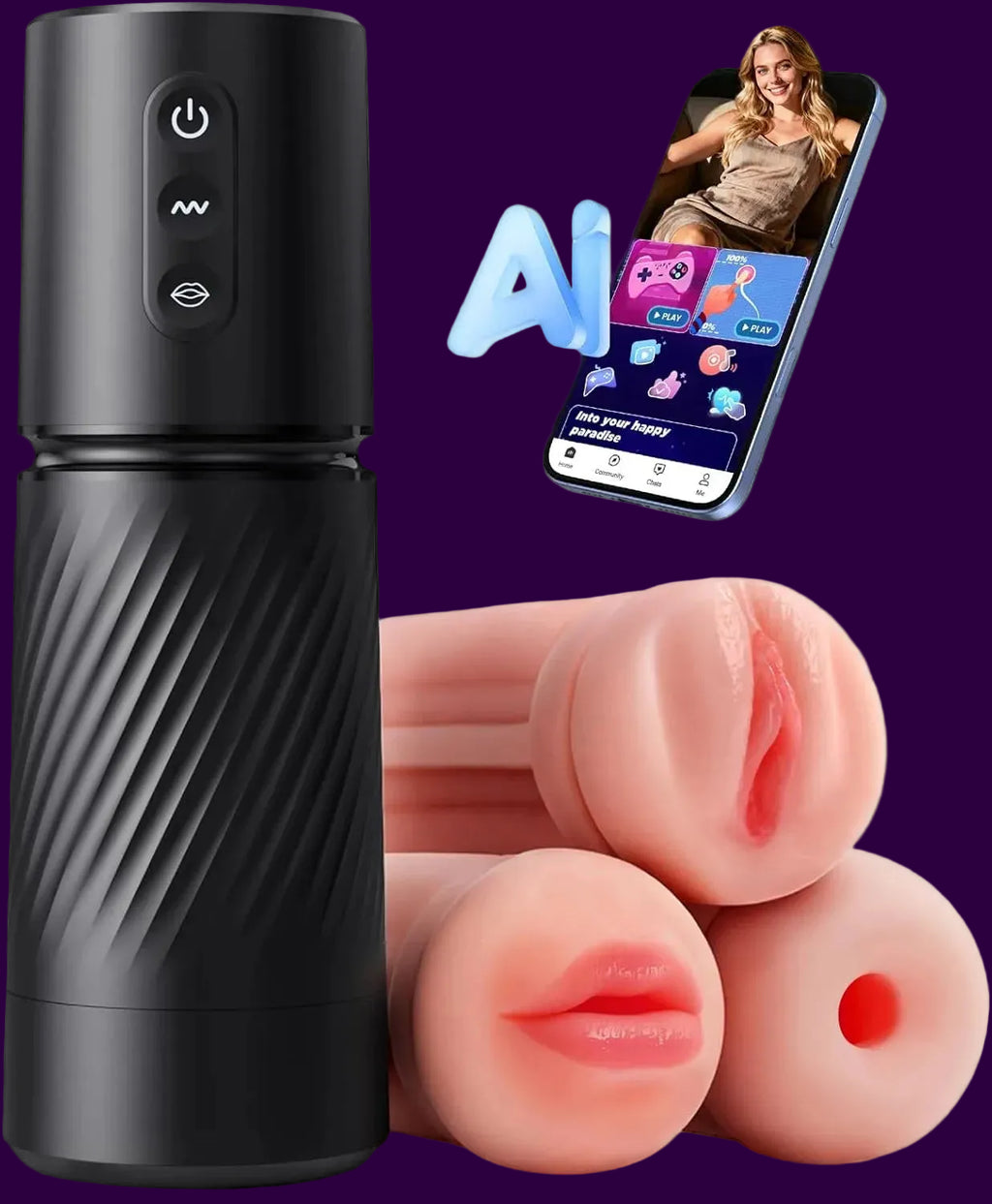 Eterfore AI Sync 3‑Sleeve Stroker Pump