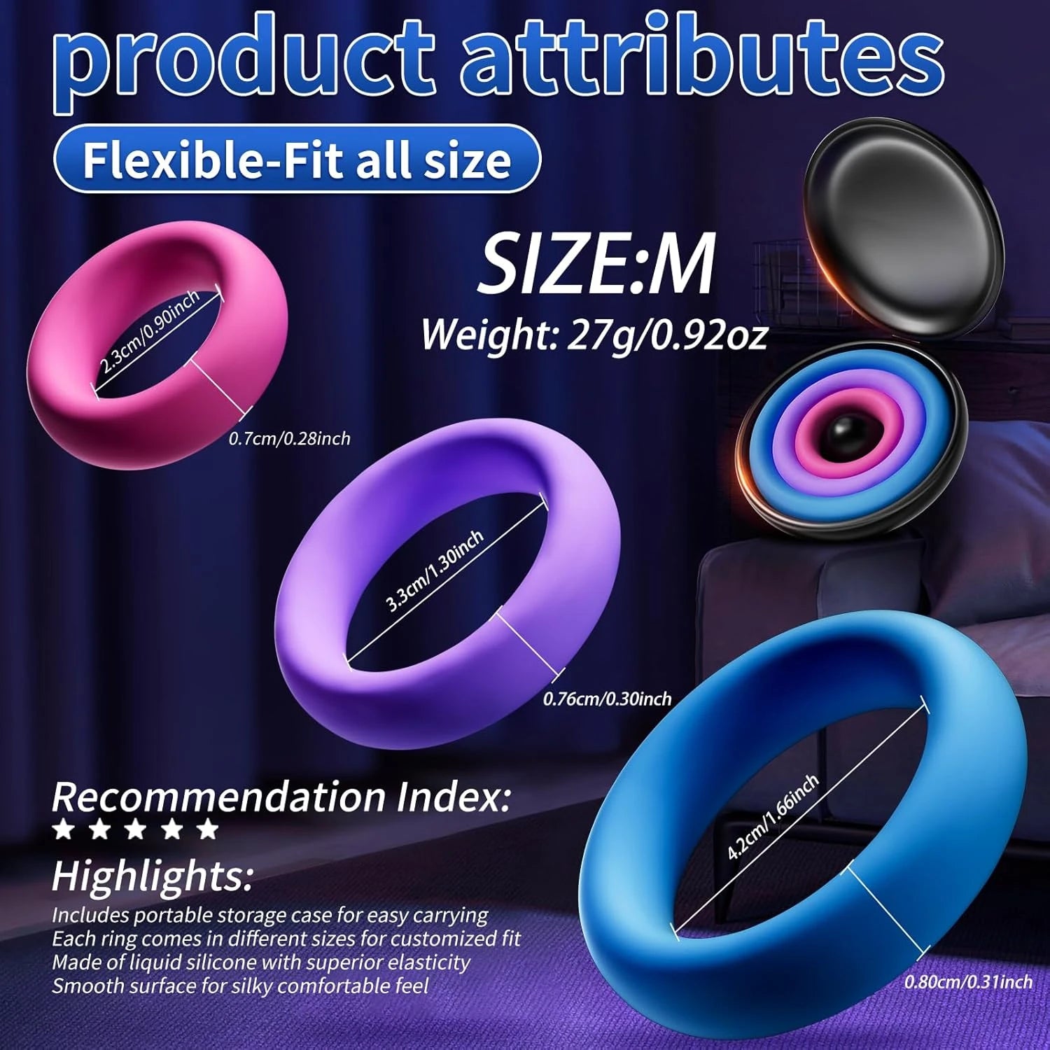 Eterfore Colored High-Tension 3-Piece Cock Ring Set