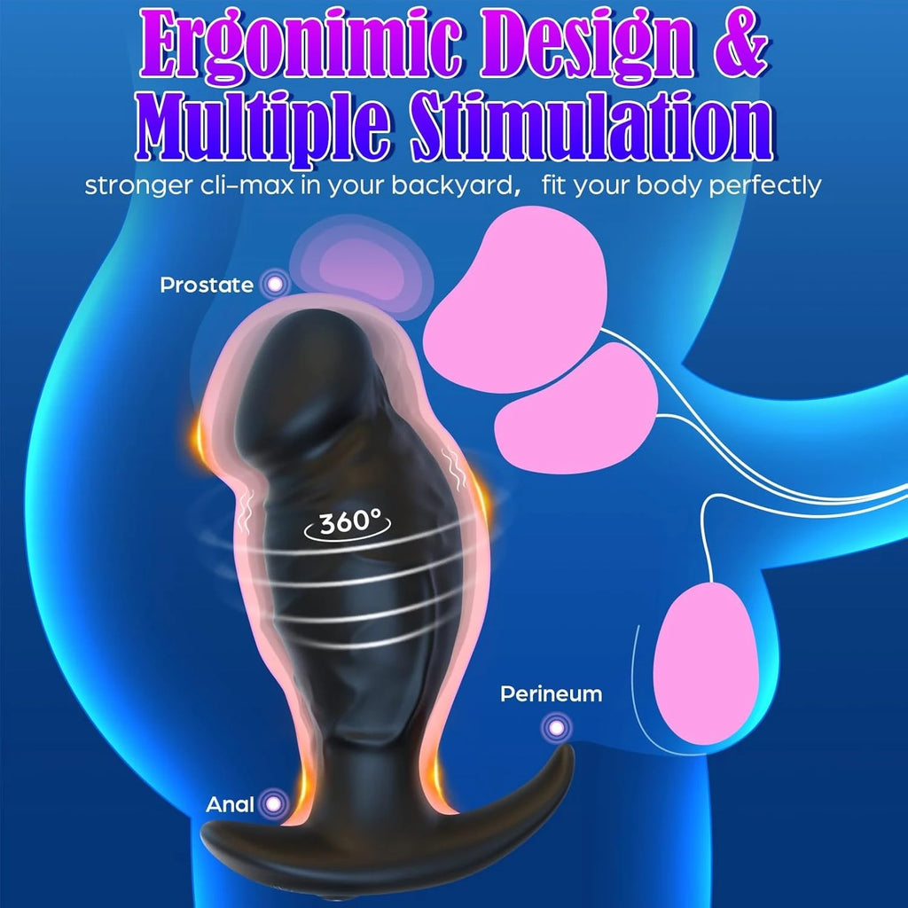 Eterfore Black Anal Plug 360° Rotating Vibrating Dildo