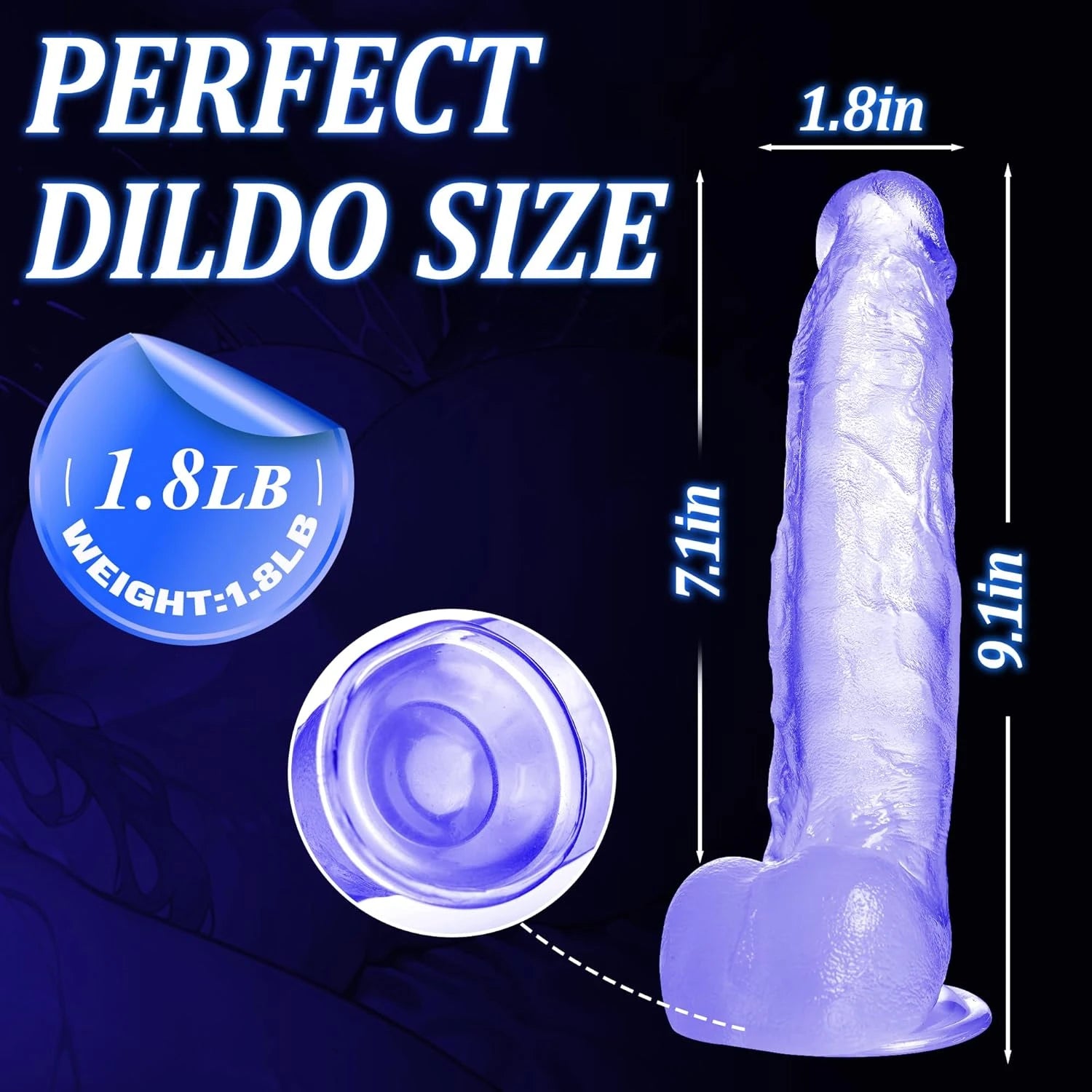Eterfore 9 Inch Purple Dildo Huge Thick Sex Toys