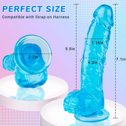 Eterfore Blue 7 Inch Realistic Silicone Dildo